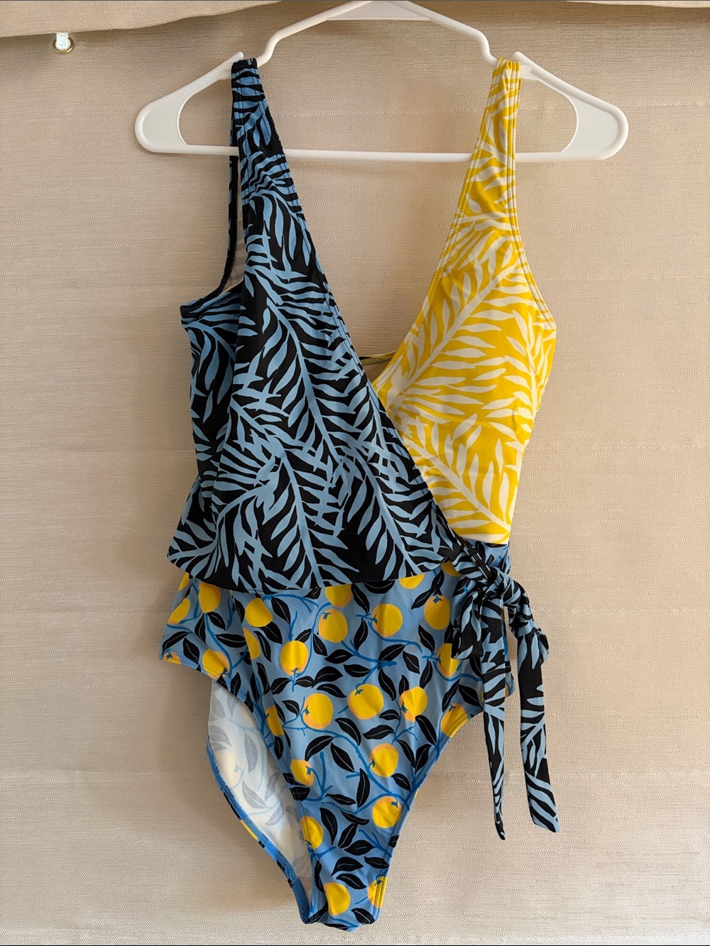 summersalt Blue & Yellow Leaf and Lemon Print One-Piece Swimsuit